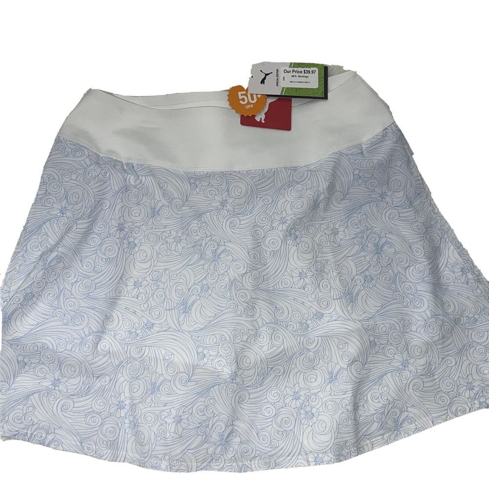 New Puma Golf Ladies PWRSHAPE Womens ‎ Skirt Bright White-Serenity M